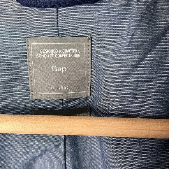 WOMEN’S Gap Navy Moto Jacket Textured Tweed Size Medium - Picture 6 of 12